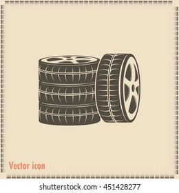 Tire symbol. Car wheel icon. Vector icon.