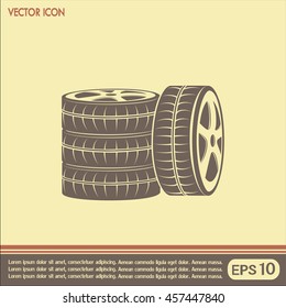 Tire symbol. Car wheel icon. Vector icon.