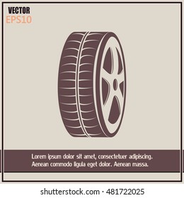 Tire symbol. Car wheel icon. Vector icon.