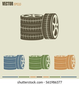 Tire symbol. Car wheel icon. Vector icon.