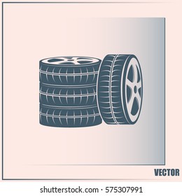 Tire symbol. Car wheel icon. Vector icon.