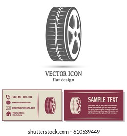 Tire symbol. Car wheel icon. Vector icon.