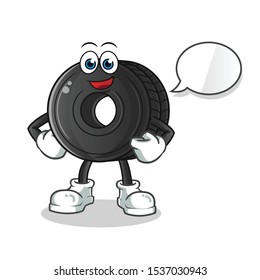 tire talking cartoon vector mascot illustration