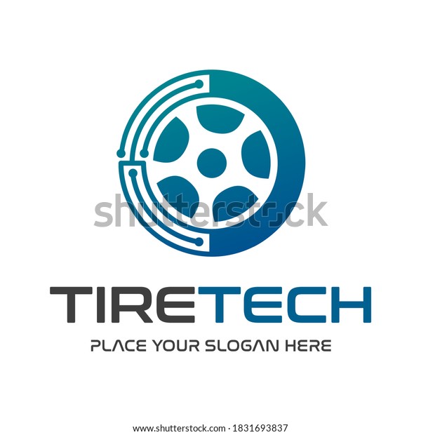 Tire technology vector logo\
template. This design use digital symbol. Suitable for\
industrial.
