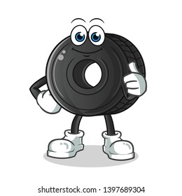 tire thumbs up mascot vector cartoon illustration