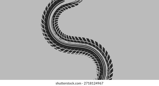 Pista de rastro de neumáticos. Ruedas Abstractas, distancias de frenado, siluetas de la banda de rodadura. Senderos de Vector aislados para automóviles o motocicletas. eps10 Vector	
