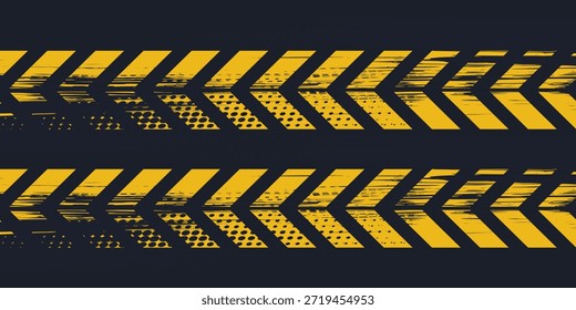 Traçado do pneu. Distâncias de frenagem das rodas abstratas, escovas de silhuetas de piso. Trilhas isoladas para veículos automóveis ou motociclos.