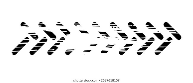 Tire track. Car, bike, motorcycle tyre mark with grunge effect isolated on white background. Wheel footprint on the road. Top view of rubber protector mark.