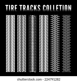 Tire track collection. Vector illustration