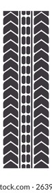 Tire track creating a seamless pattern forming a vertical stripe, ideal for backgrounds and textures related to automotive, racing, transportation, and vehicle themes