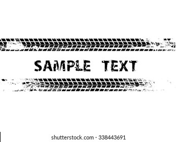 Tire Track. Grunge Banner. tread. Vector Print Textured 