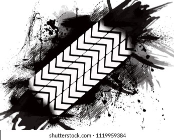 tire track impression on white background