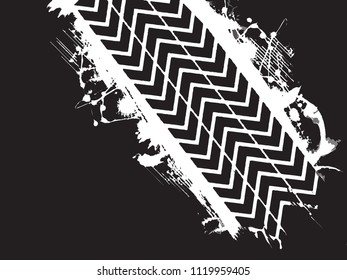 tire track impression on white background