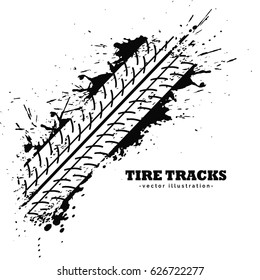 tire track impression on white background