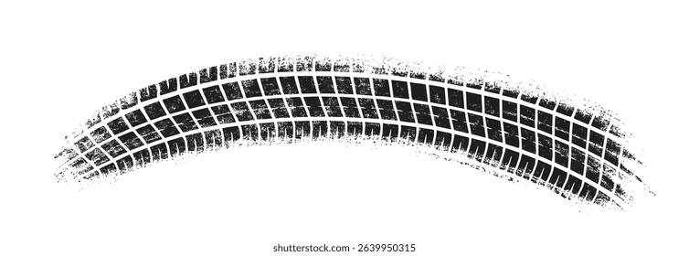 Tire track mark wheel vector pattern. Tyre car tread print texture race bicycle trace sign grunge stamp