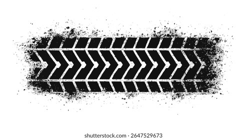 Tire track mark wheel vector pattern. Tyre car tread print texture race bicycle trace sign grunge stamp