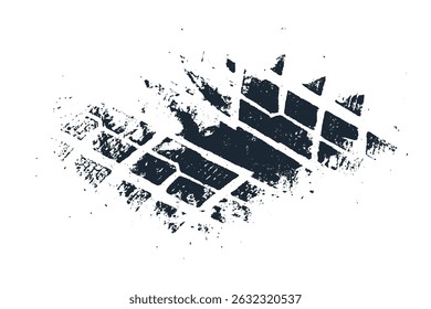 Rastreamento de pneus de lama. Trilha de sujeira do protetor da roda do carro. Silhueta da marca do pneu. Textura de sobreposição de grunge. Padrão preto abstrato. Ilustração vetorial, EPS 10.