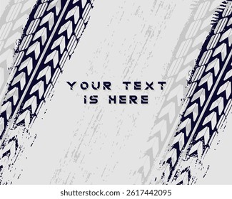Tire track print with grunge brush texture from car or bike wheel in abstract skid design for speed race splash element isolated dirt shape road rally outline vector collection

