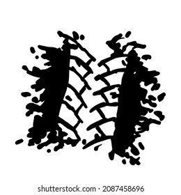 Icono de impresión de pista de neumáticos, ilustración de vector de barrido aislada en fondo blanco