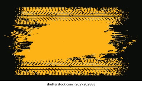 tire track print marks on yellow grunge texture