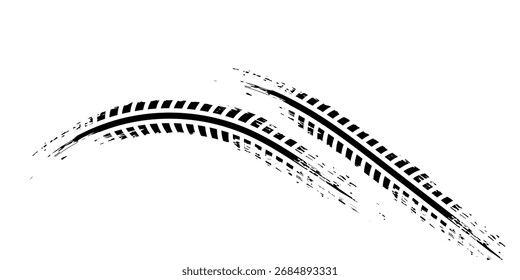 Tire Track Silhouette Vector High-Quality Black and White Icon. Eps 10
