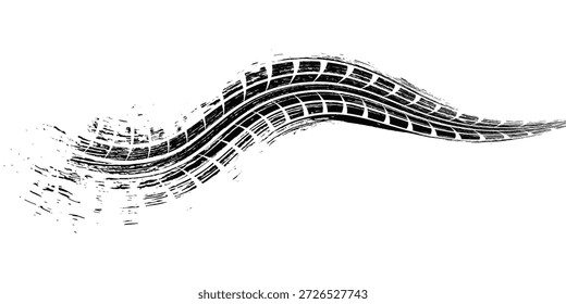 Vector de la silueta de la Pista del neumático Icono blanco y negro de alta calidad.