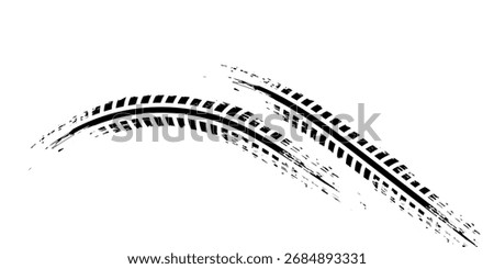 Tire Track Silhouette Vector High-Quality Black and White Icon. Eps 10