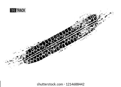 Tire track texture isolated on white background. Vector design element