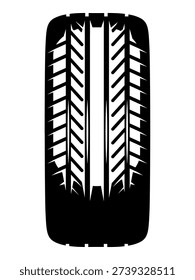 Tire Track Tread Pattern - A top-down view of a detailed tire track tread pattern in black and white.