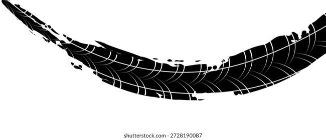 Pista de neumáticos. Marca de neumático de coche, bicicleta, motocicleta con efecto grunge sobre fondo blanco. Huella de la rueda, elemento de carretera, patrón de protector de goma sucia. Ilustración vectorial realista.

