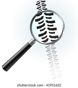  	tire track under magnifying glass