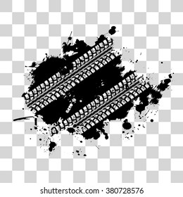 Tire track vector background in black and white style