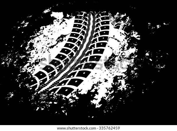 Tire\
track vector background in black and white\
style