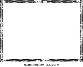Tire Track Vector Border Frame . Distressed Overlay Grunge Design