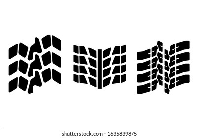 Tire track vector illustration. Grunge shape. Dirty element. Eps 10 vector.
Isolated on white background. Vehicle wheel.