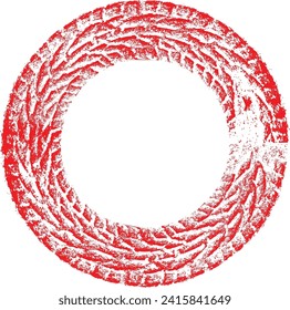 Tire Track Vector Round Border Frame .