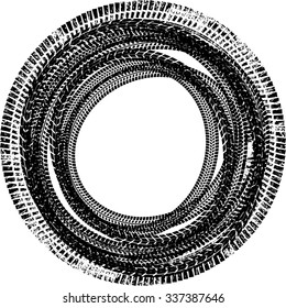 Tire Track Vector Round Border Frame . Circle Design 