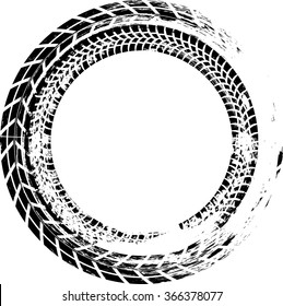 Tire Track Vector Round Border Frame . 
