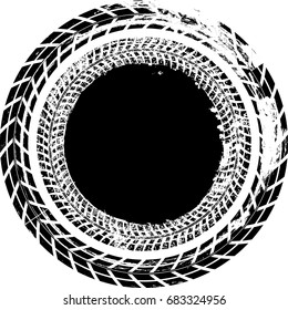 Tire Track Vector Round Border Frame . 