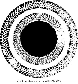 Tire Track Vector Round Border Frame . 