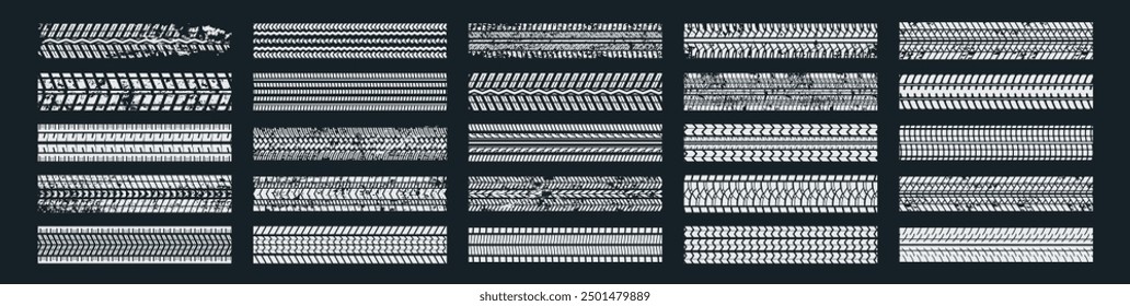 Tire track vehicle. Tire tread marks, wheel texture, tire marks. Drift racing background with grunge tire tracks