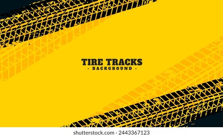 tire track yellow background with grungy effect vector