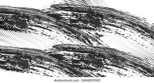 Tire tracks background for rally, drift, motocross, off-road and other auto and motorsport. Black tire marks on a white background with a worn effect and splashes of dirt.	