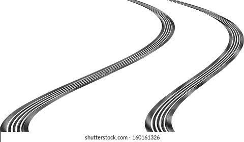 tire tracks in a bend