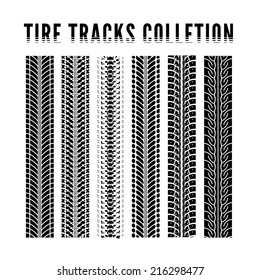 Tire tracks collection. Vector illustration on white background