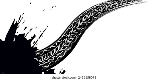 Tire Tracks . Dirty Grunge Vector Print Textured 