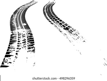 Tire Tracks . Dirty Grunge Vector Print Textured Set .