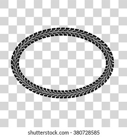 Tire tracks frame set. Vector illustration on checkered background