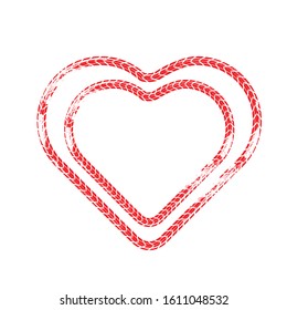 Tire tracks in heart form. Car thread silhouette. Vector illustration.