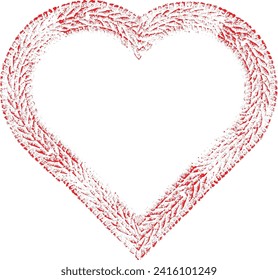 Tire tracks in heart form. Car thread silhouette. Vector illustration.